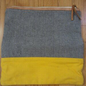 Clare V. Blue Striped Fold-over Clutch Yellow